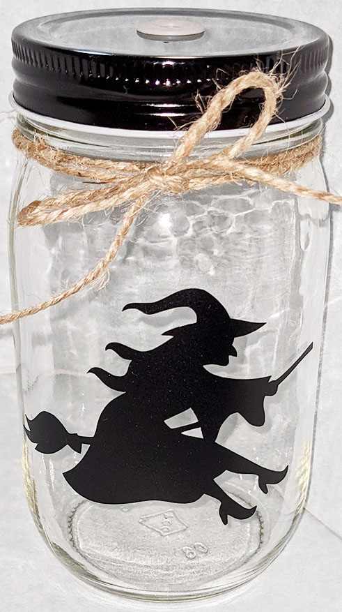 Flying witch mason jar drinkware